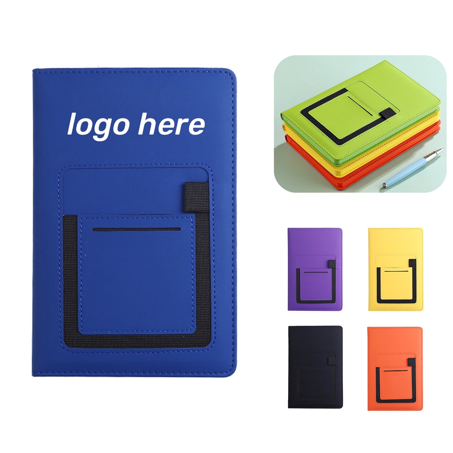 PU Leather Journal Notebook with Pocket - Black