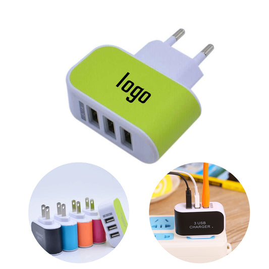 3 Port USB Wall Charger - Black