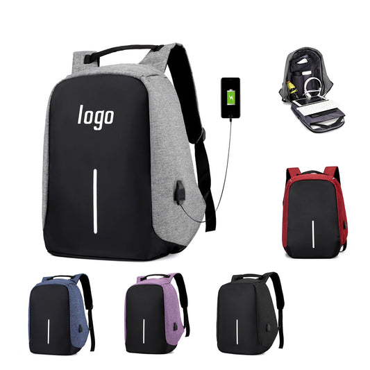 Custom Laptop Backpacks with USB Charging Port - Black