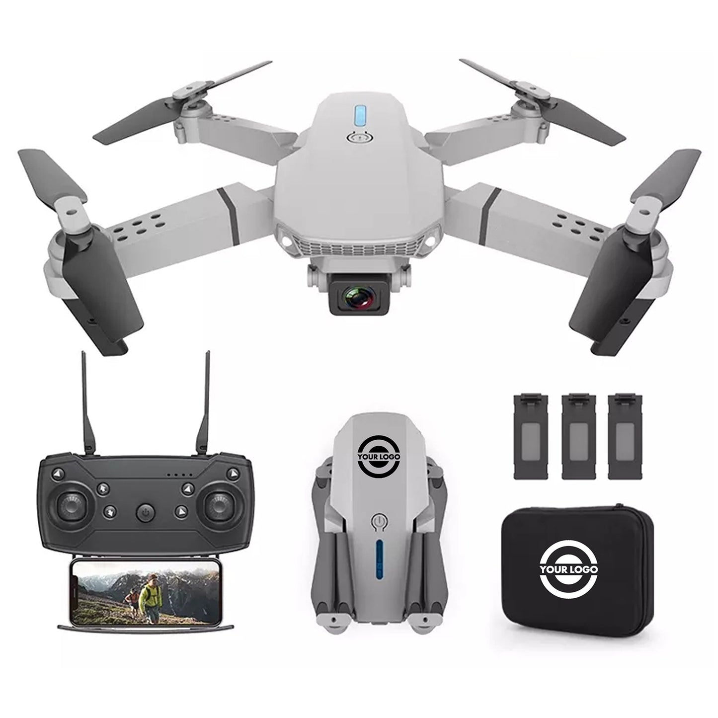 Drone (Dual Camera) w/ Carrying Case MOQ 20PCS - Black