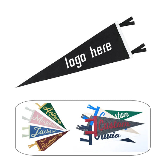 Full Color Felt Pennant Triangle Flags - Black