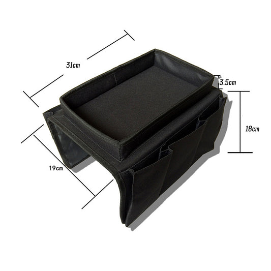 Sofa Armrest Organizer with Cup Holder Tray - Black