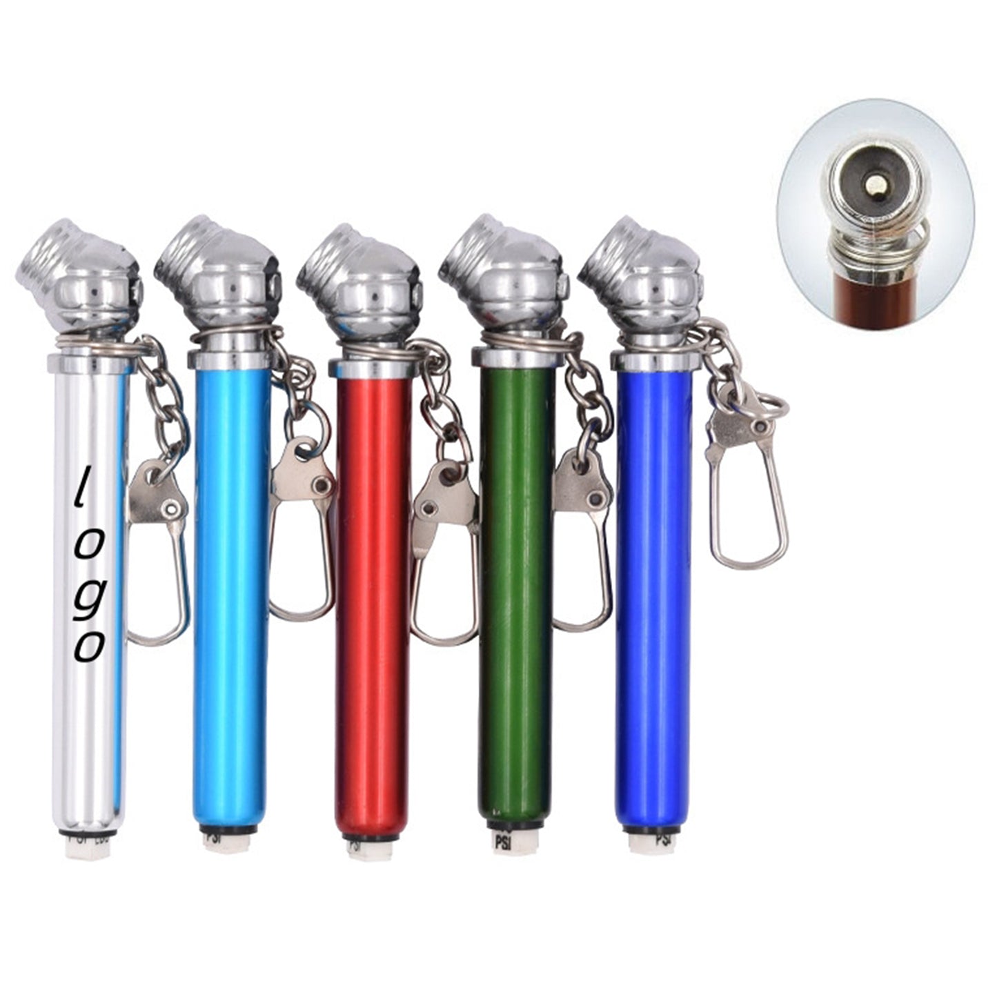 Keychain Tire Pressure Gauge (Reads 10-50 PSI) - Silver