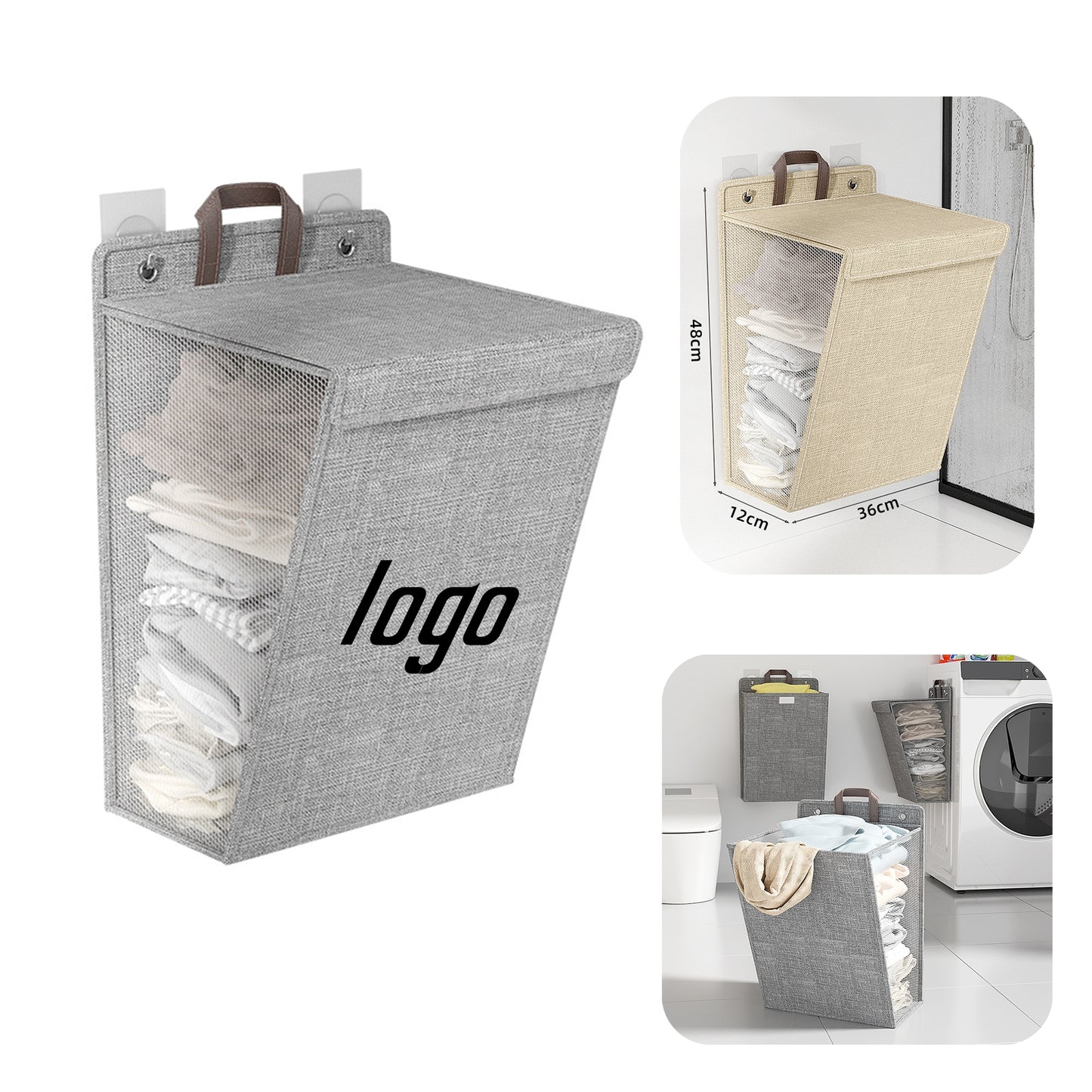 Hanging Laundry Hamper Bags MOQ 20PCS - Gray