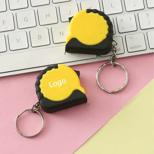 Mini Tape Measure with Keychain - Yellow