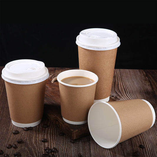 12OZ Double Walled Coffee Paper Cups With Lid - White