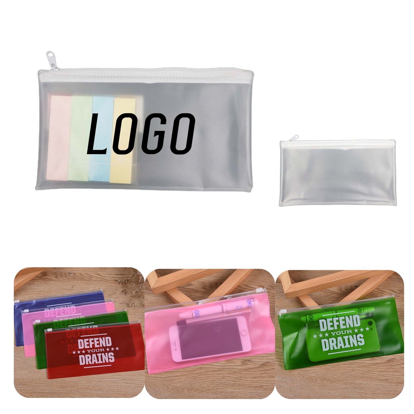 Zippered PVC Pencil Cases - Frost White