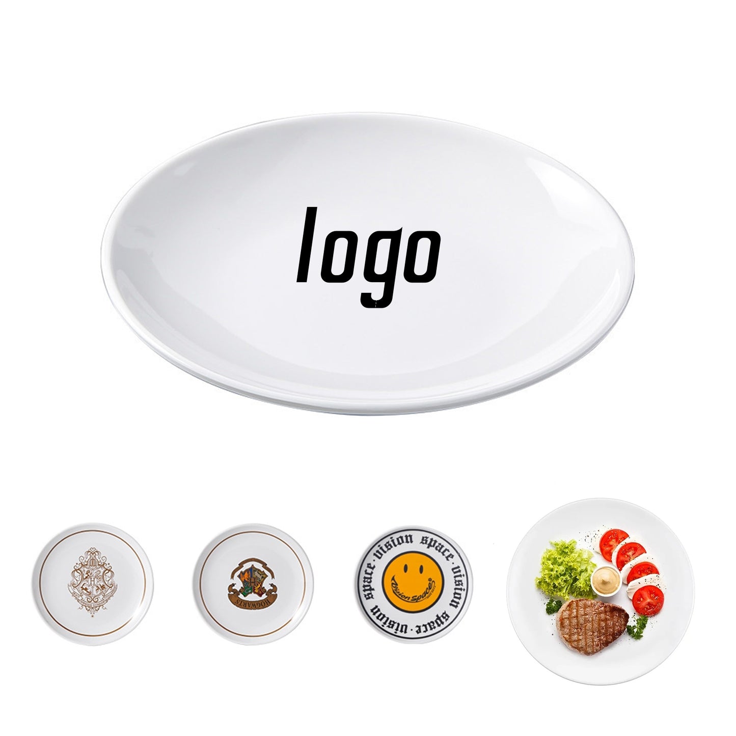 8 Inch Melamine Oval Plate - White