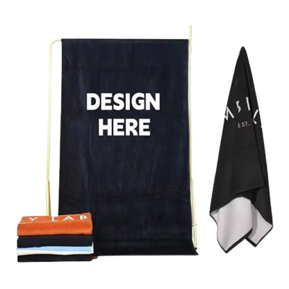 30"x60" Sublimation Cooling Quick Dry Beach Towel - Black