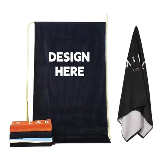 30"x60" Sublimation Cooling Quick Dry Beach Towel - Black