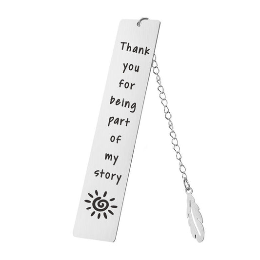 Retro Metal Bookmark With Leaf Pendant - Silver