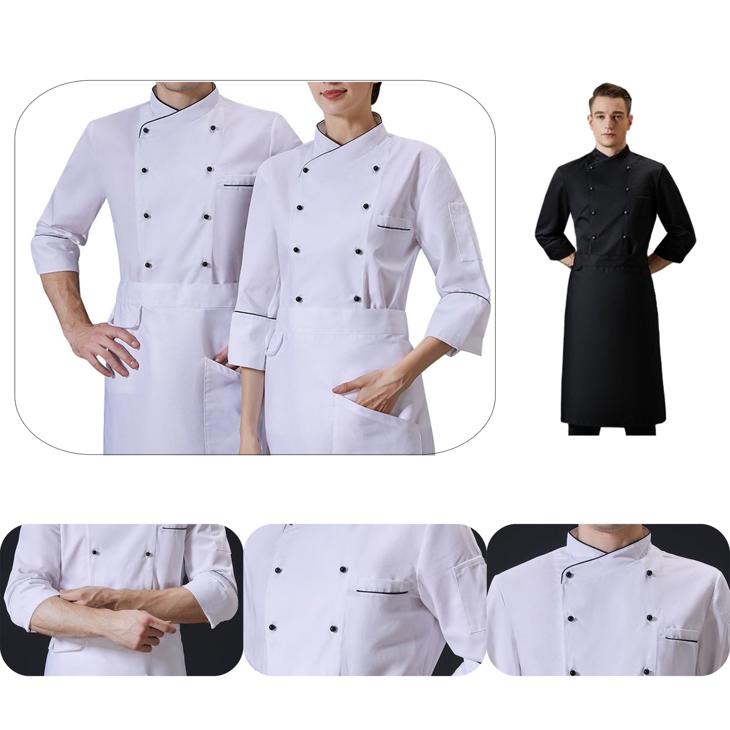 Unisex Chef Coat W/ Apron - White