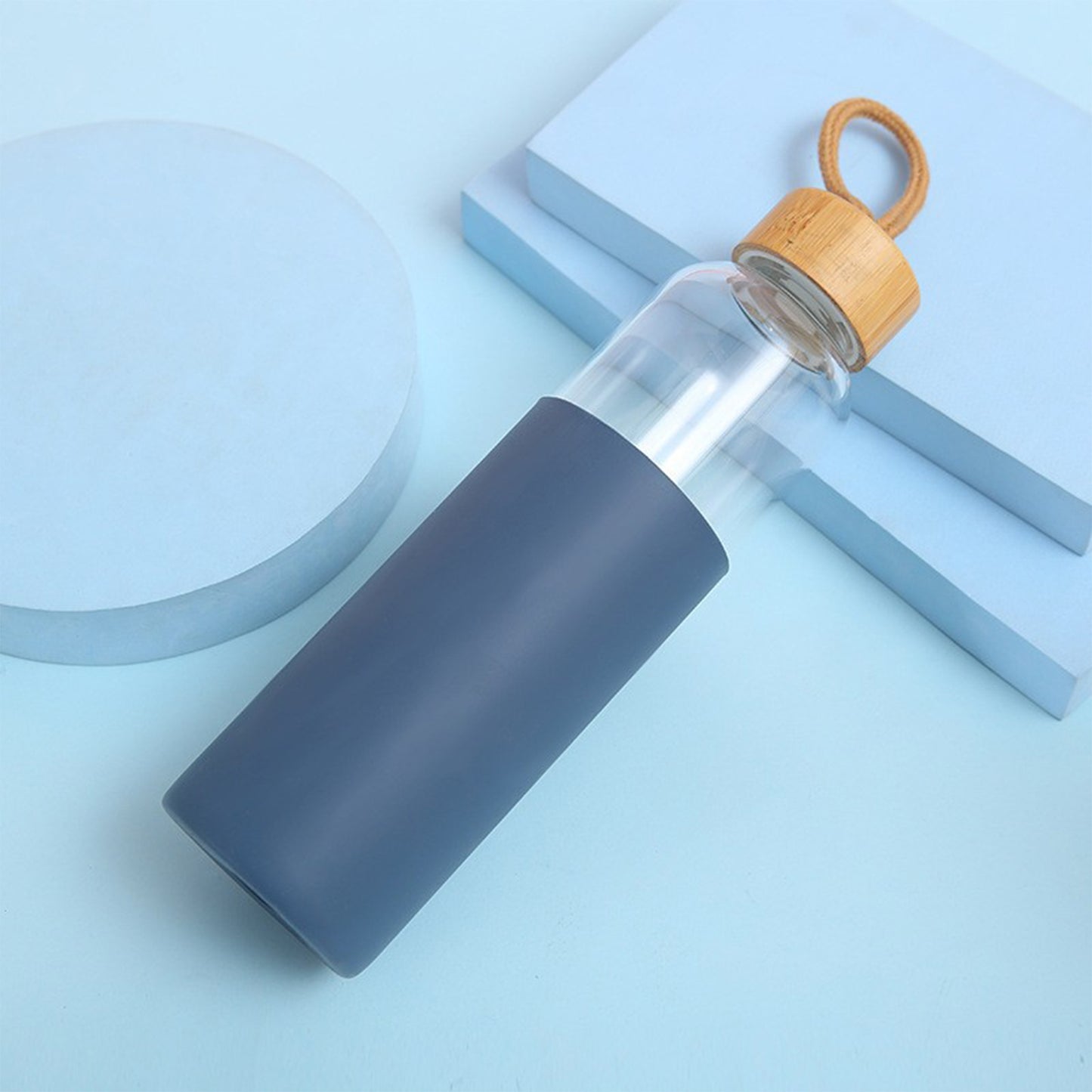 16 oz Botanical Glass Bottle w/ Bamboo Lid