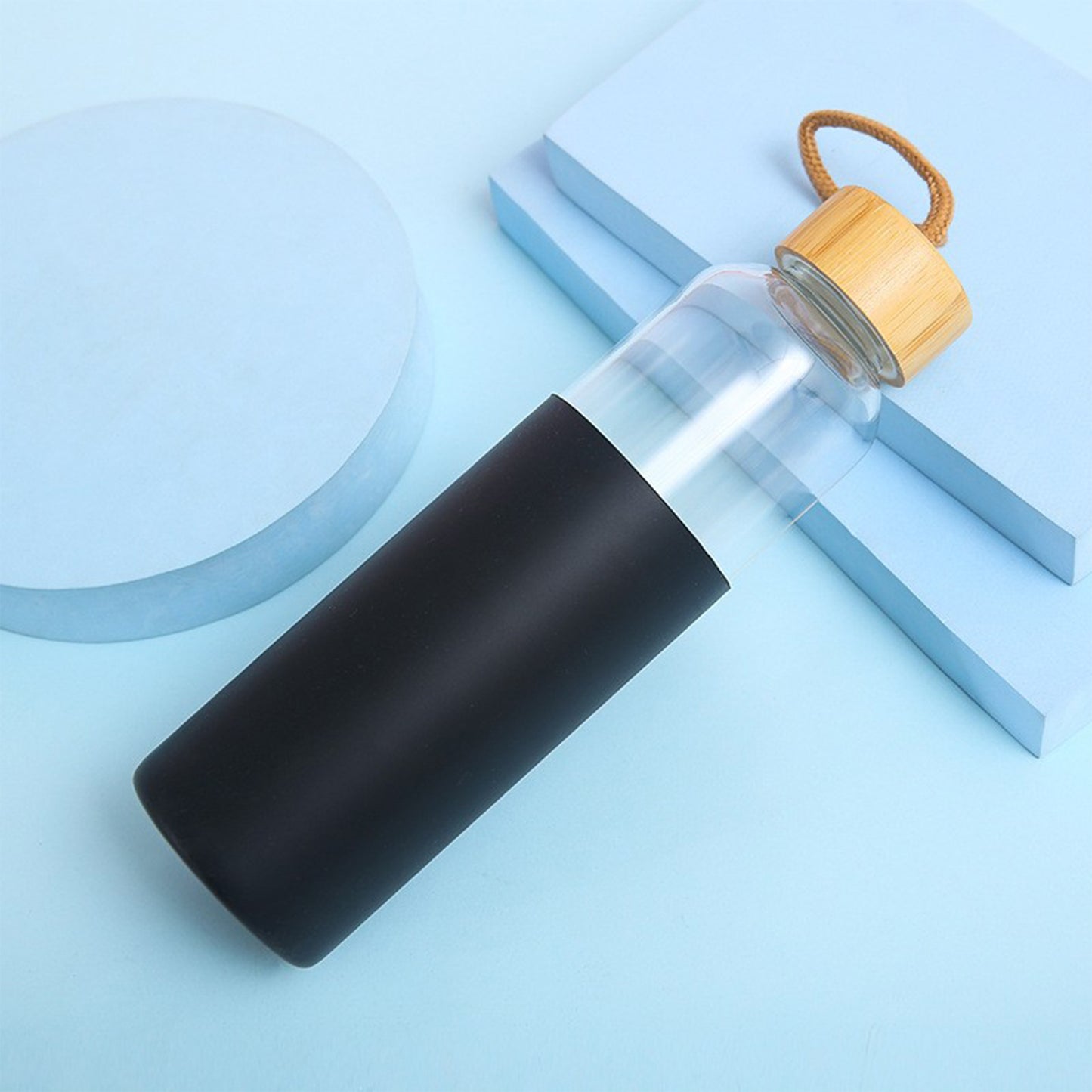 16 oz Botanical Glass Bottle w/ Bamboo Lid