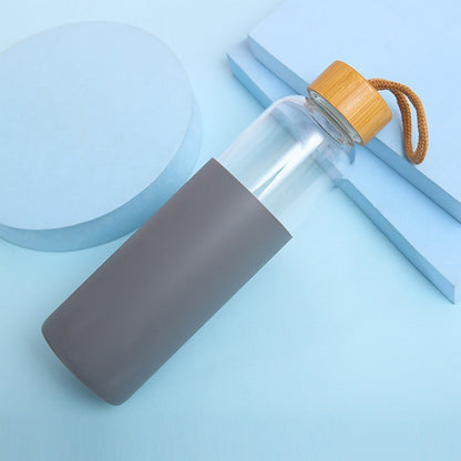 16 oz Botanical Glass Bottle w/ Bamboo Lid