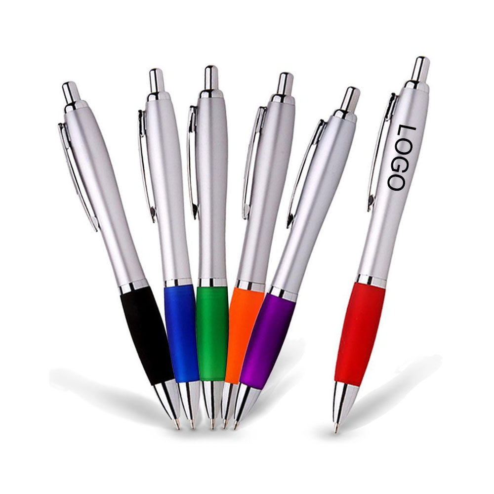 Ballpoint Pens With Rubber Grip - Blue