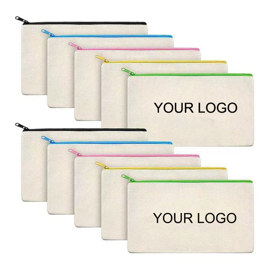 Canvas Zipper Pencil Pouch - Blue