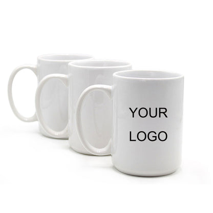 15oz White Ceramic Mug - Blue