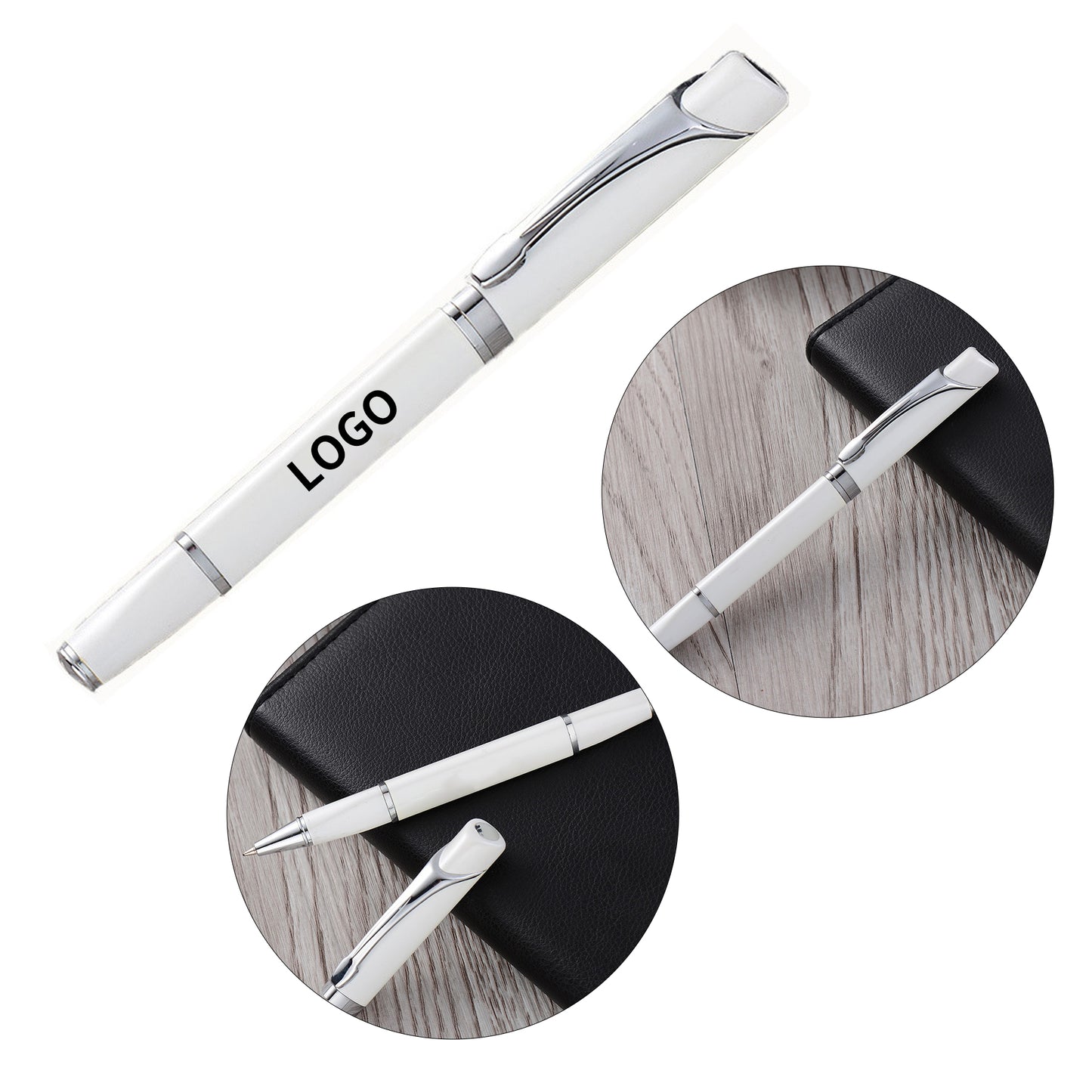 Contemporary White Ballpoint Pen - White