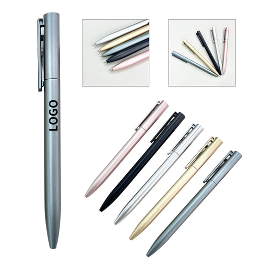 Slim Metallic Clip Ballpoint Pens - Pink