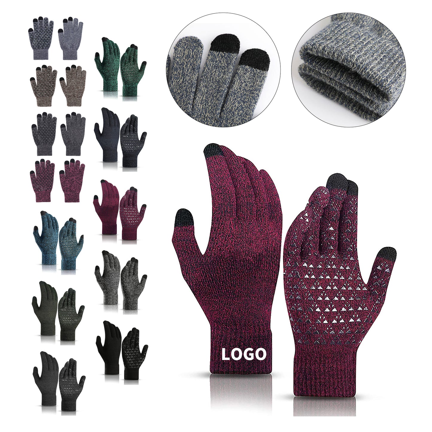 Touchscreen-Compatible Knit Gloves - Navy Blue