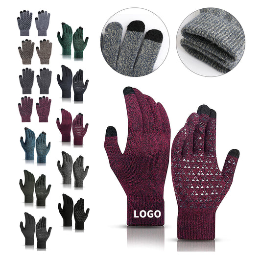 Touchscreen-Compatible Knit Gloves - Navy Blue