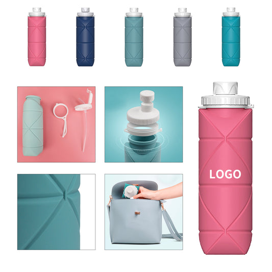 Compact Folding Silicone Water Bottle - Bright Green