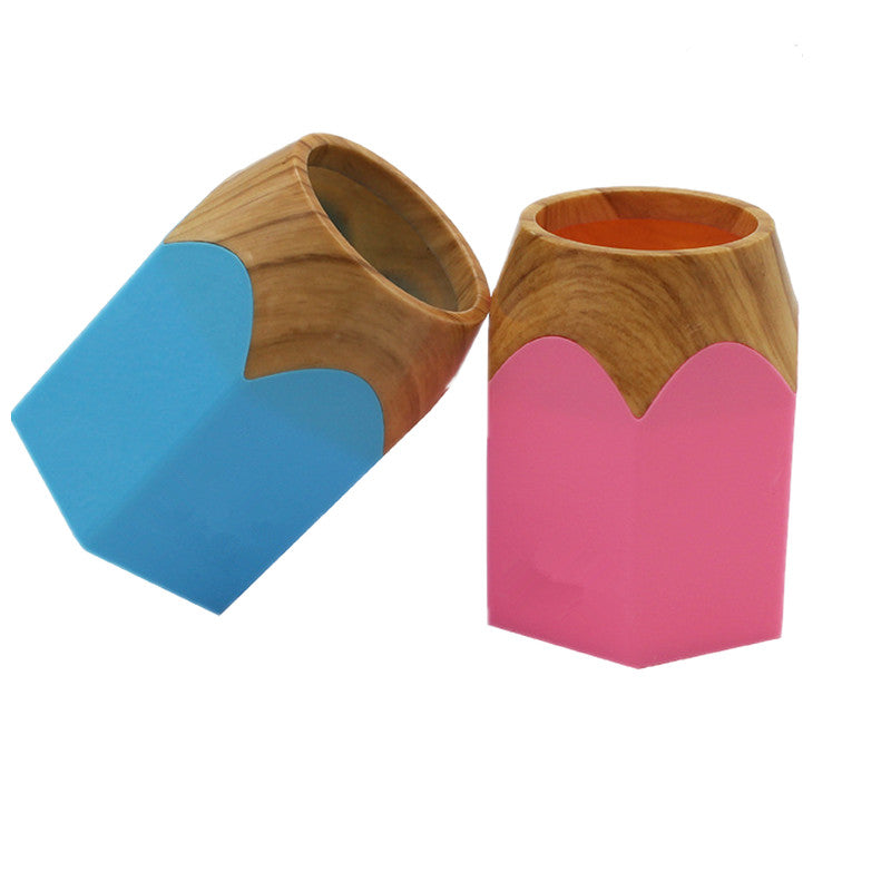 Wooden Pen Container - Pink