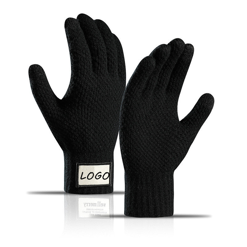 Thick Adult Warmth Gloves W/ 2 Finger Touch - Black