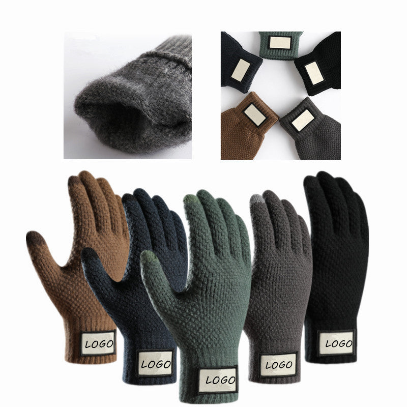 Thick Adult Warmth Gloves W/ 2 Finger Touch - Black