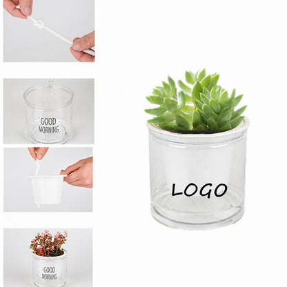 Clear Self-Watering Planter Pot - White