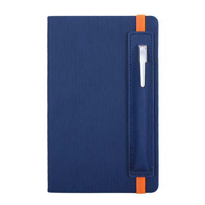 A hardcover notebook with a pencil case in the office - Blue