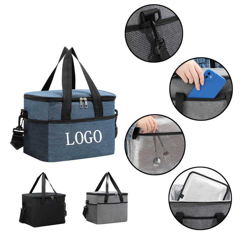 Top Zipper Insulated Lunch Bag with Mesh Pocket