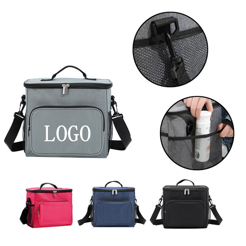 Top Zipper Insulated Lunch Bag with Mesh Pocket