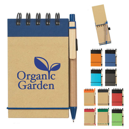 Notebook with Matching Eco Pen - 1-Color Logo