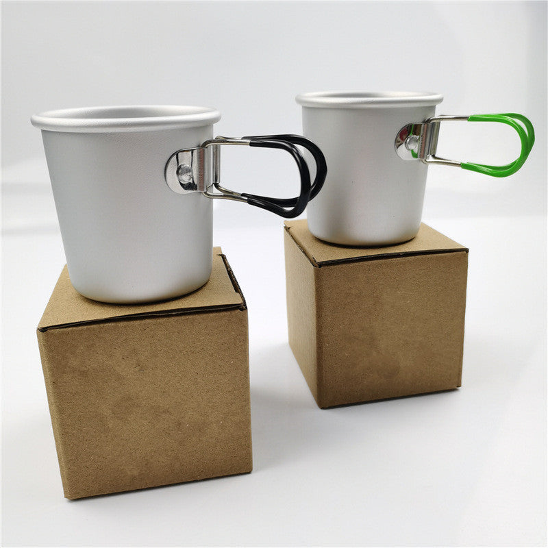 5oz Outdoor Hiking Backpacking Aluminum Alloy Portable Lightweight Camping Cup With Foldable Handle
