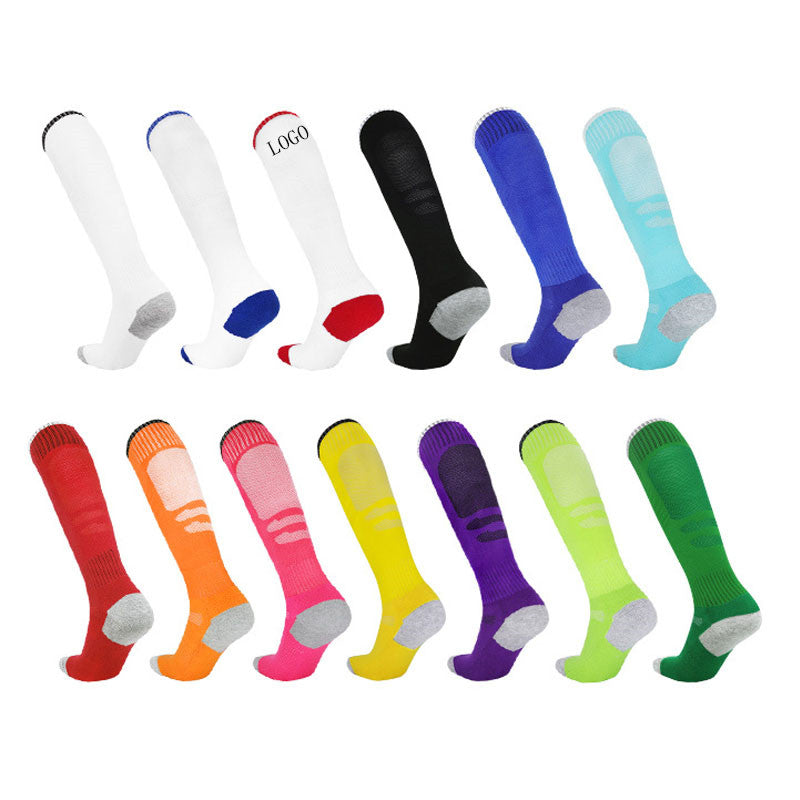 Football socks for boys and girls over knee sports high socks, cotton striped football socks (large) - Fluorescent Green