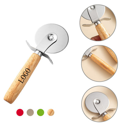 Pizza Cutter With Wooden Handle - Wood Brown