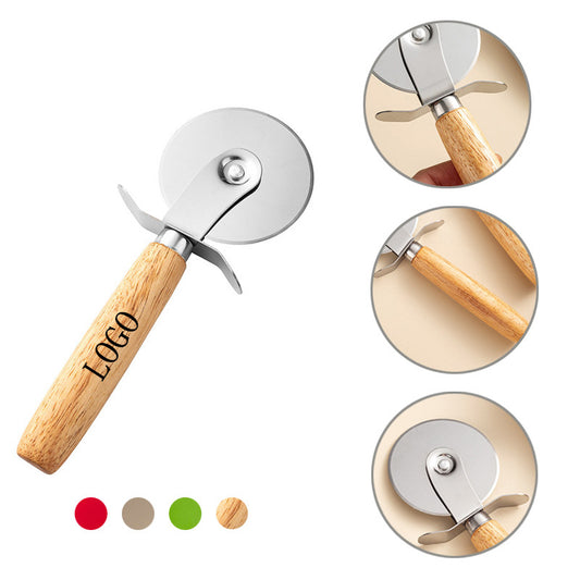 Pizza Cutter With Wooden Handle - Wood Brown