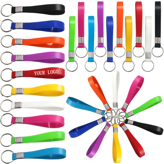 Screen Printed Silicone Wristband Keychain