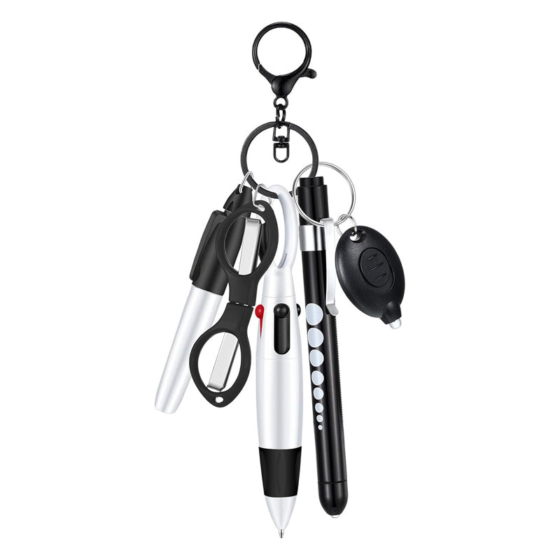 6-in-1 Shuttle Pens Retractable w/ Carabiner Keychain