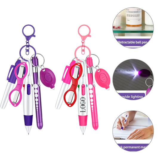 6-in-1 Shuttle Pens Retractable w/ Carabiner Keychain