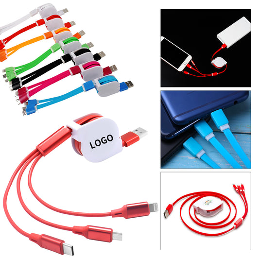 Multi functional 3 In 1 Retractable Charger Cable image 0