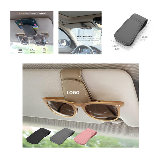 3.74" x 1.77" Magnetic Leather Sunglass Holder Eyeglass Hanger Clip image 1