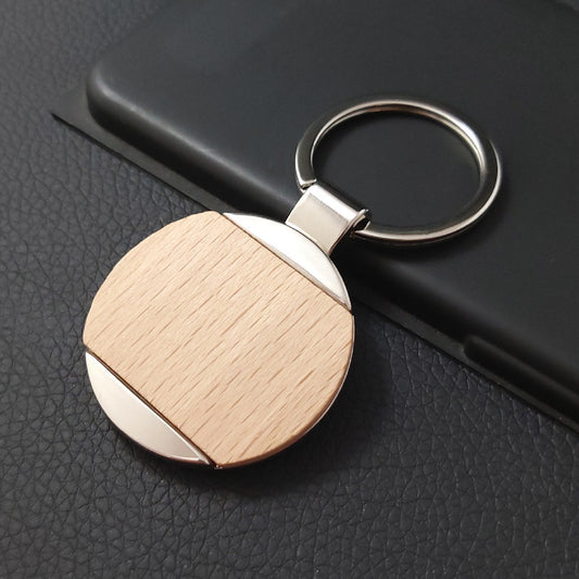 Rectangle Wood Keychain with Metal Fram image 1