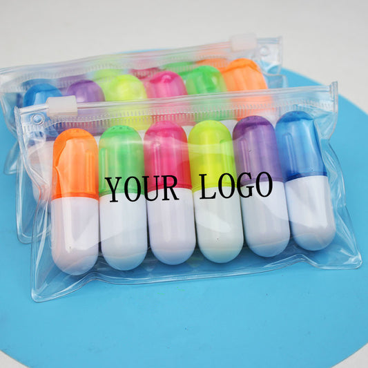 6 Pcs Mini Pill Shaped Highlighter Set image 0
