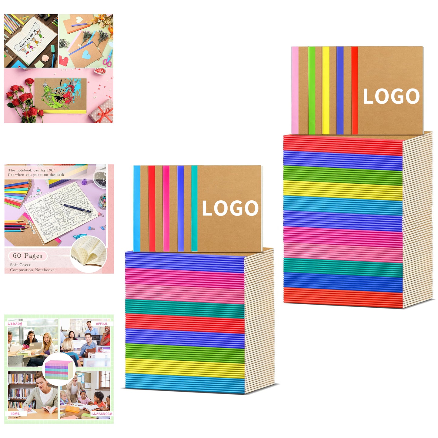60 Pages 5.8 x 8.3 Inch Soft Cover Composition Ruled Lined A5 Kraft Notebook image 1