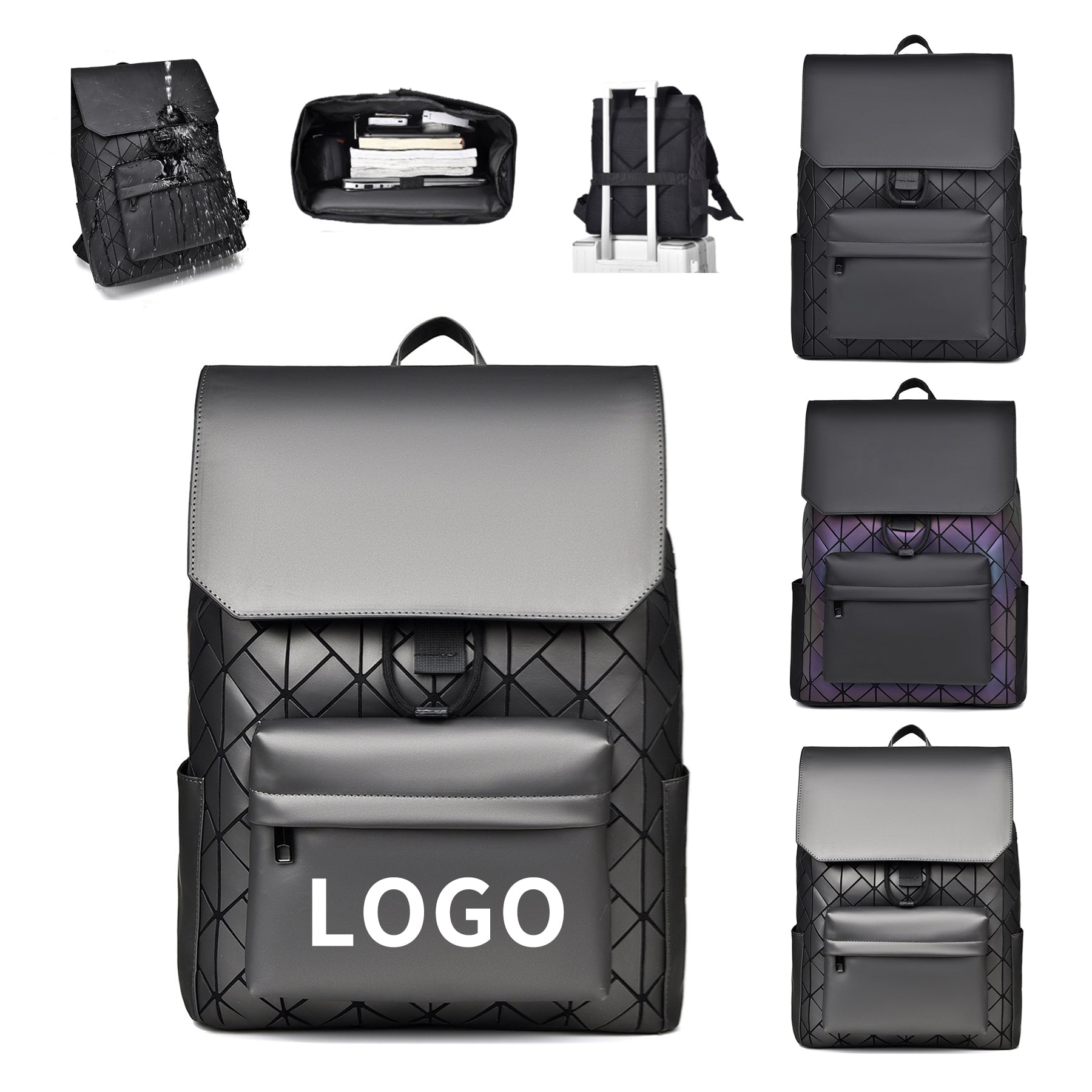 Geometric Design High-Density Nylon Backpack image 0