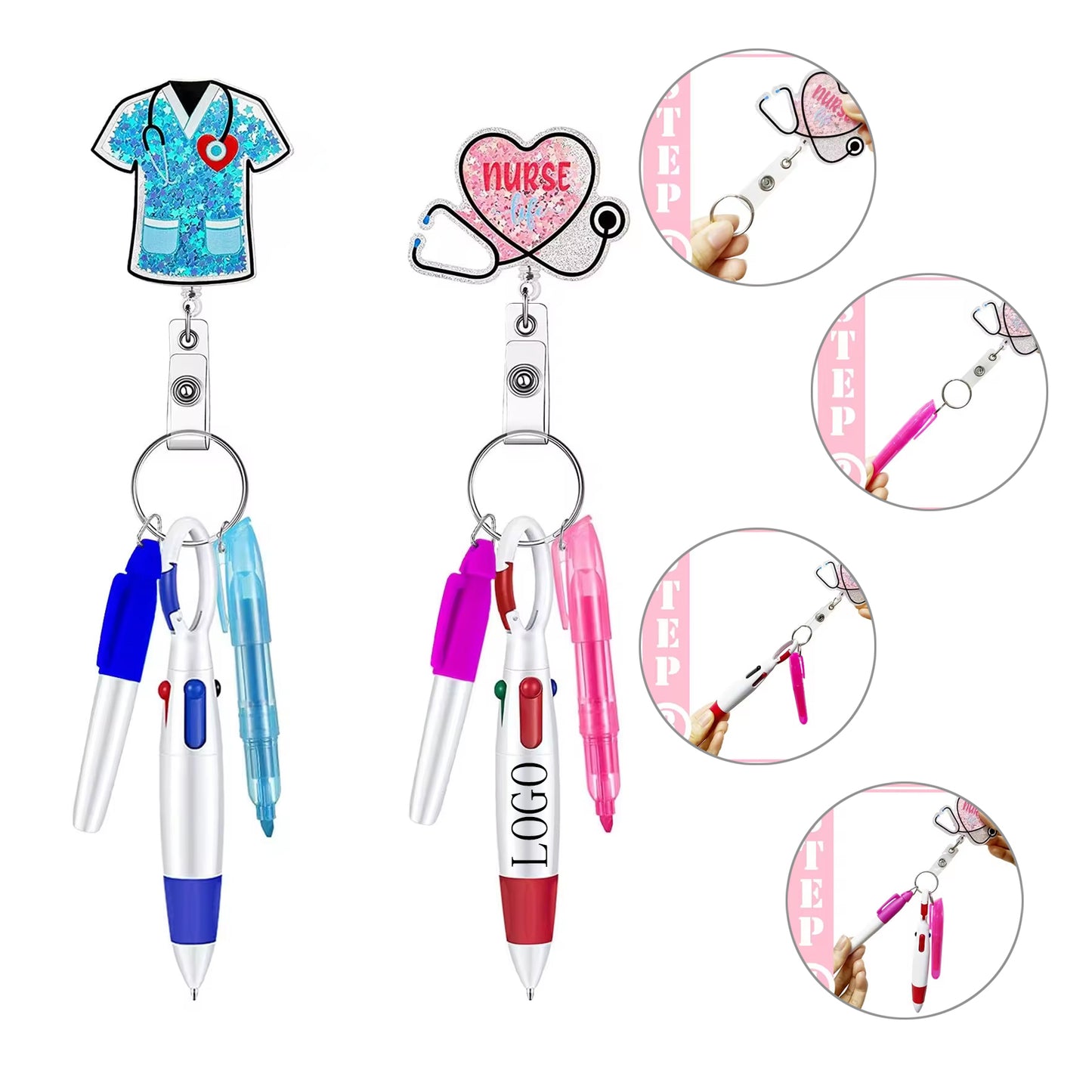 Acrylic Nurse Pen Set Medical Telescopic Scroll image 0