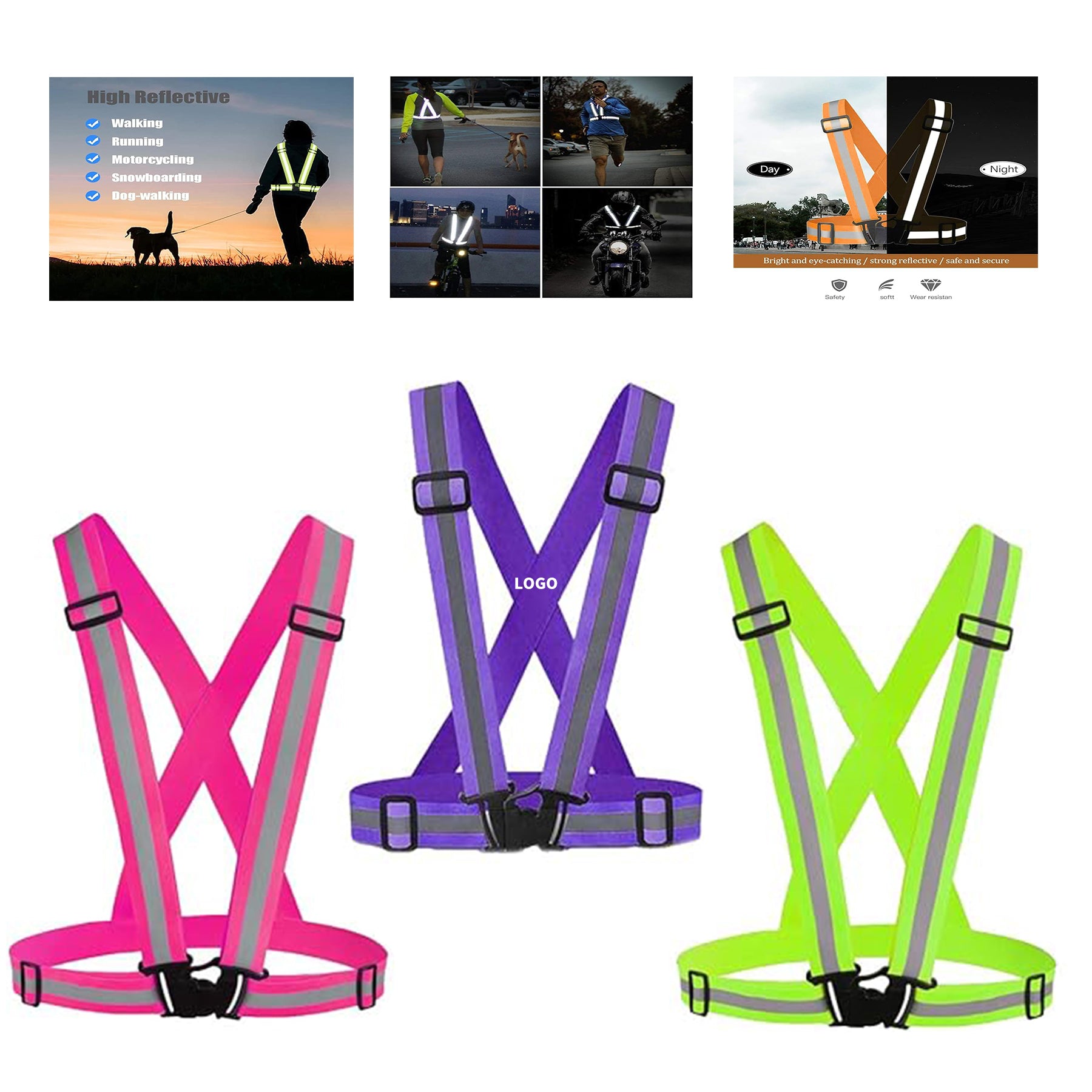 Adjustable Safety Vests High Visible Reflective Belt Straps image 0